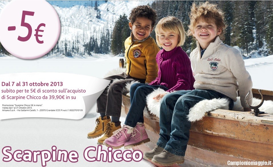 Coupon sconto scarpine Chicco Campioniomaggio